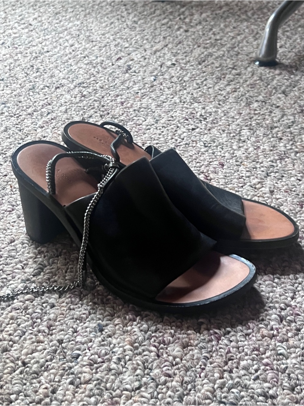 Black Open-Toe Block Heel with anklet detail